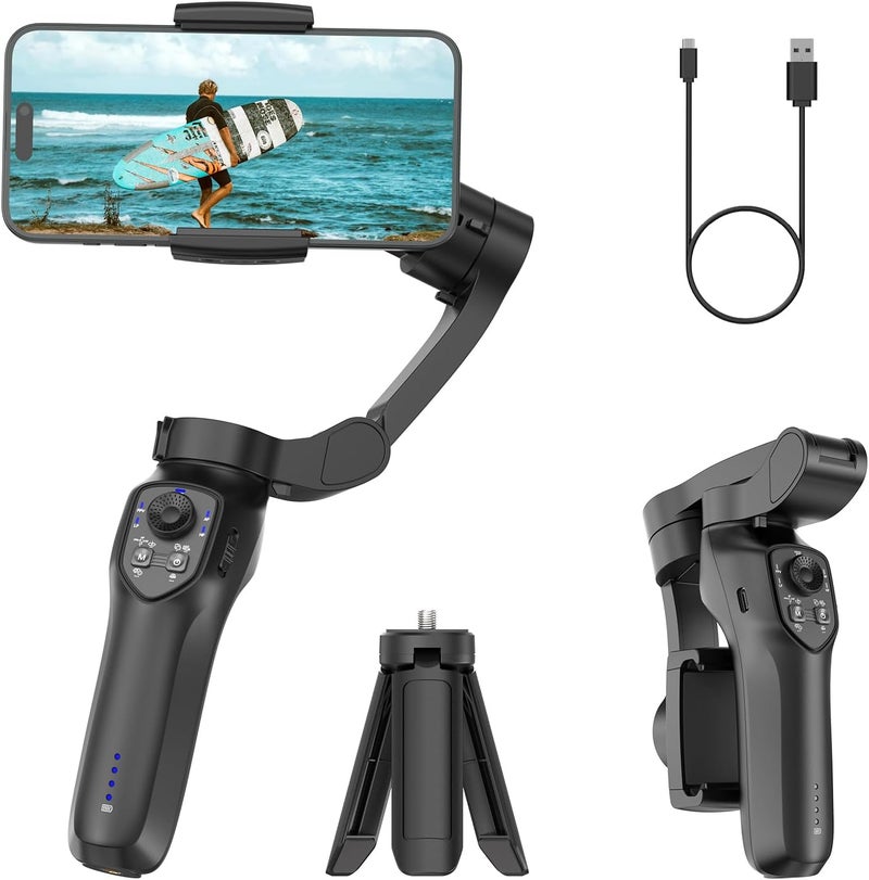 COMITOK L7C Pro, Gimbal stabilizer for iPhone, Phone Stabilizer for Video Recording with Face/Object Tracking, 3-Axis Gimbal for Android & iPhone 15 Pro Max, Foldable Phone Gimbal Vlog Recording - Image 1